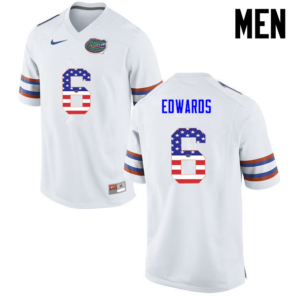 Men Florida Gators #6 Brian Edwards College Football USA Flag Fashion Jerseys-White - Click Image to Close
